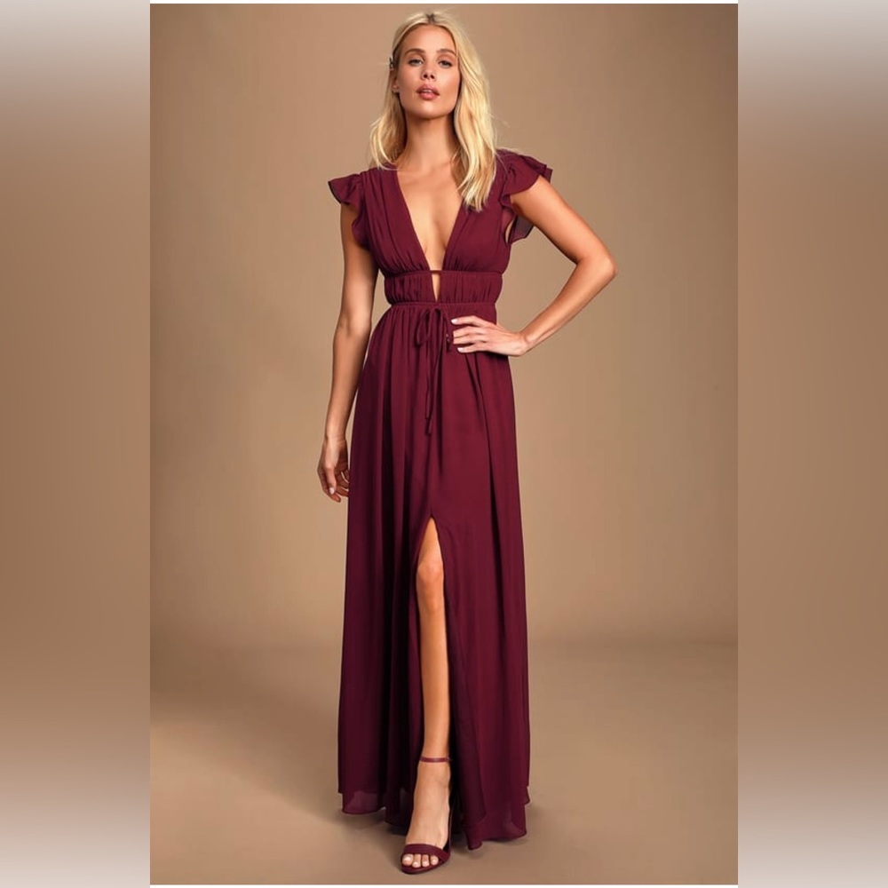 Lulus I'm All Yours Burgundy Maxi Dress